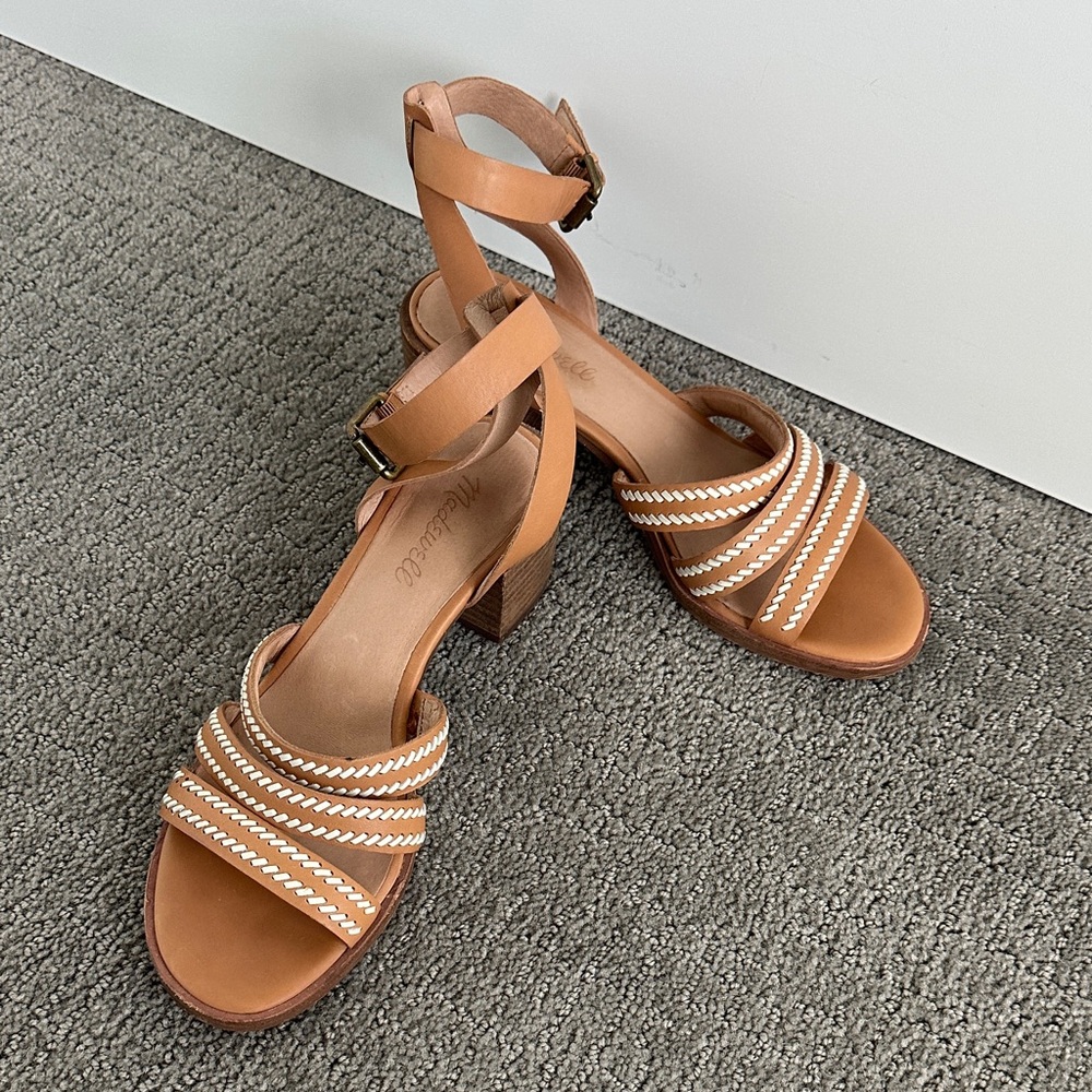 Madewell Tan and Cream Strappy Sandals
